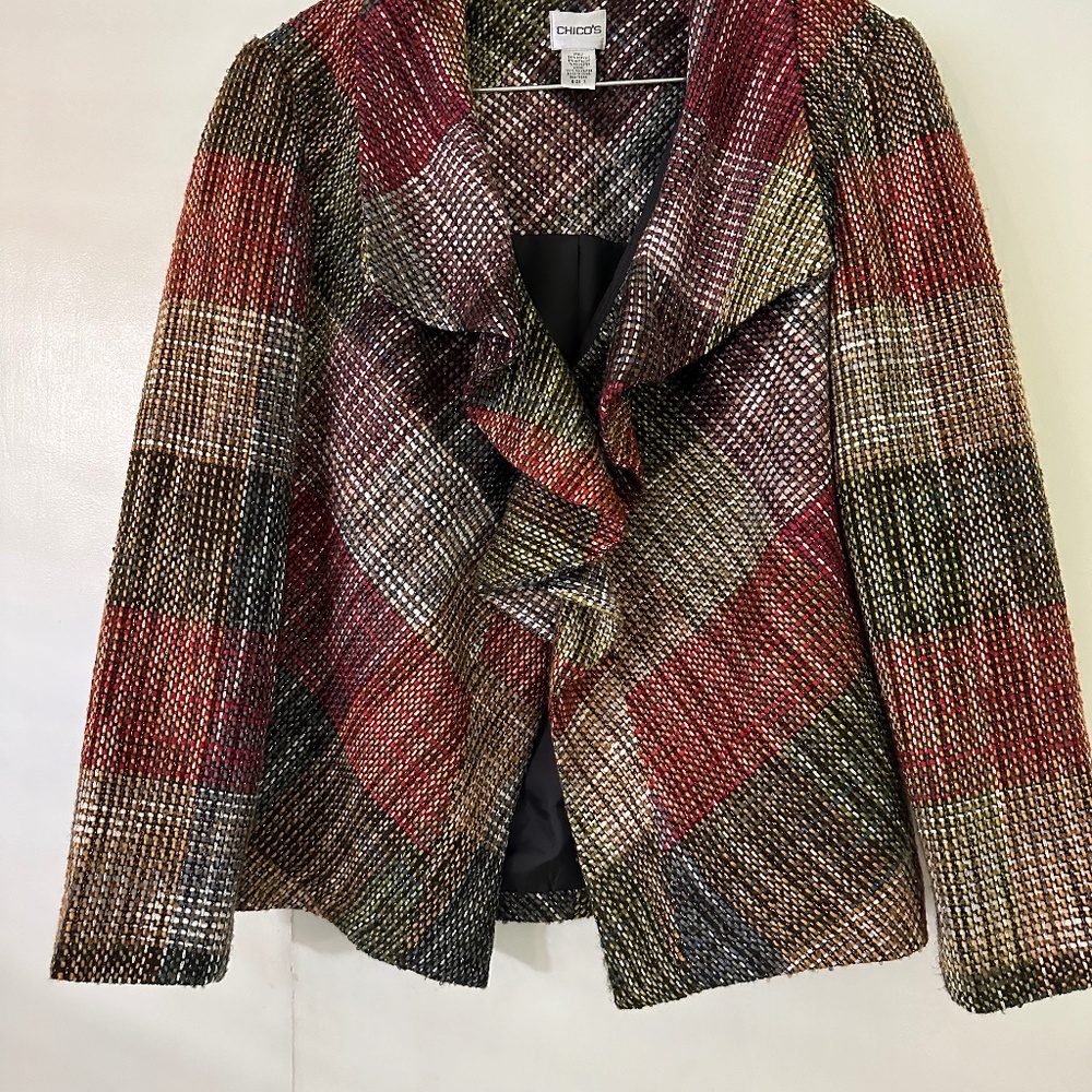 Chico’s Multi-Colored Ruffled Jacket - image 1